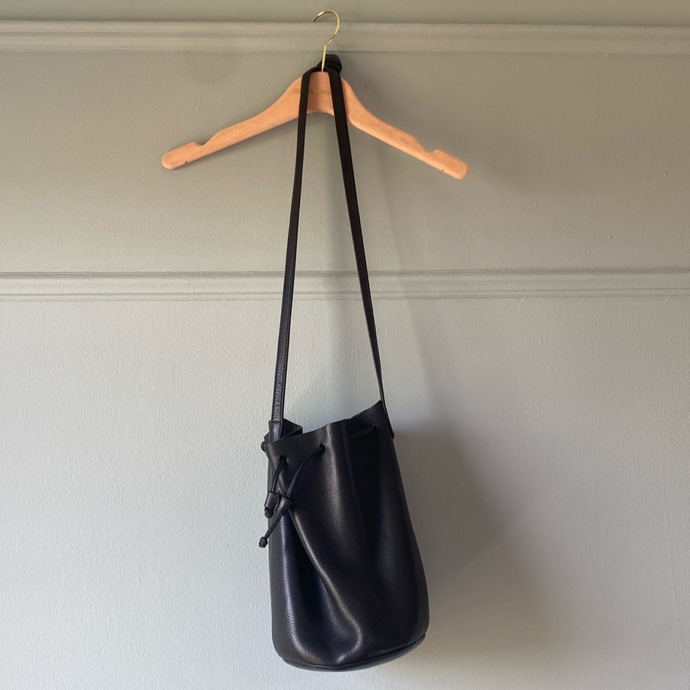 Baggu black leather bucket bag